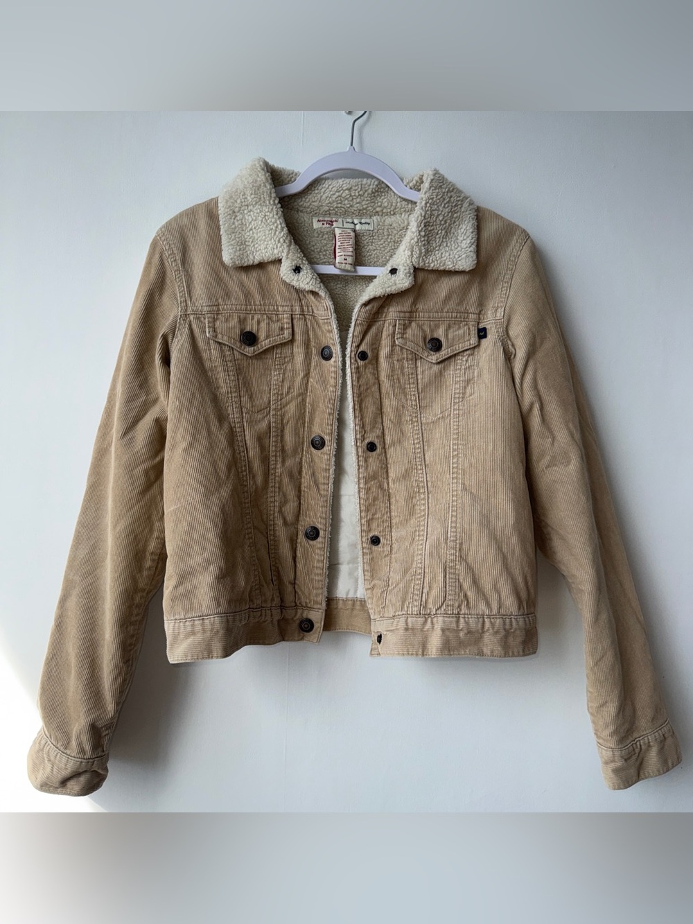 Vintage Abercrombie & Fitch Tan Sherpa-Lined Corduroy Jacket Womens M